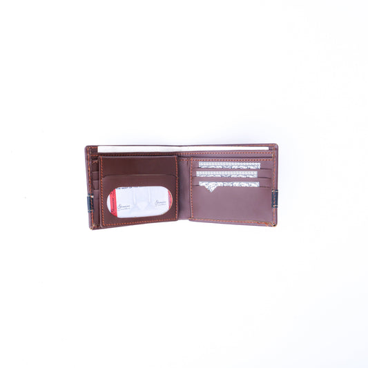 Croc-Style Leather Mens Wallet-Brown